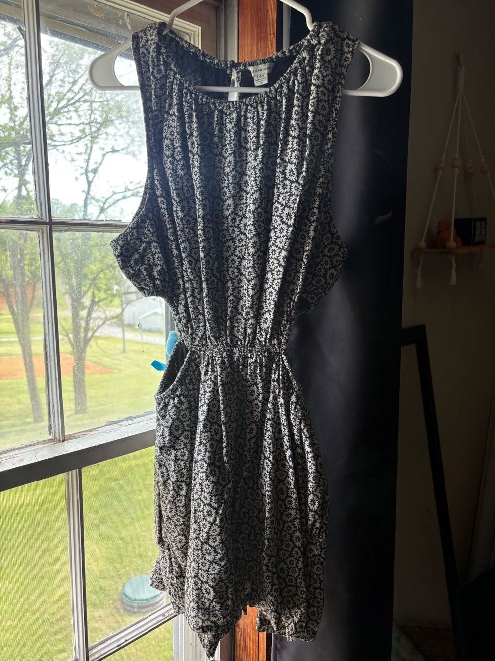 American Eagle Outfitters Black and White Printed Romper